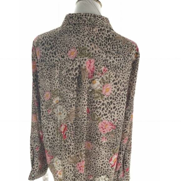 Nanette Blouse Womens XL AOP Lepore Animal Print Long Sleeve Button Front Preppy - Picture 6 of 6